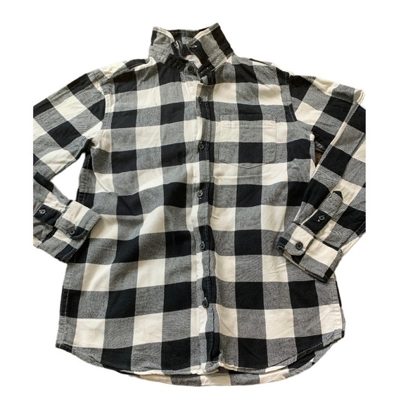 OLD NAVY Buffalo Textured Check Button Down Flannel Shirt Black/Ivory Boy 10-12Y - Picture 6 of 10